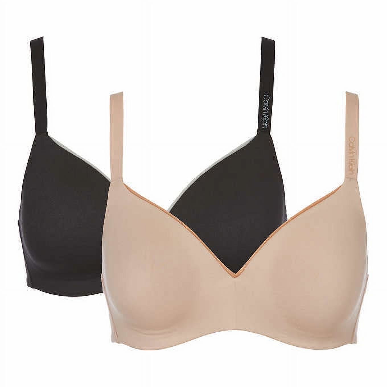 Calvin Klein Ladies' Wirefree Bra, 2-pack (Black/Nude bra, S)