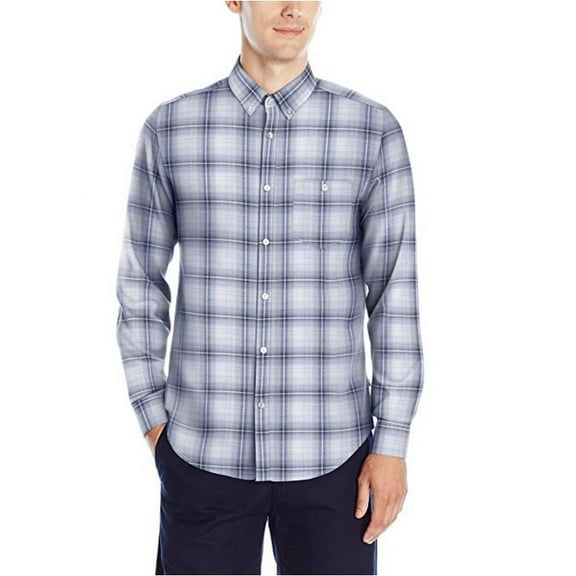 Calvin Klein Lifestyle Mens Causal Long Sleeve Button Down Shirt (White, Medium)