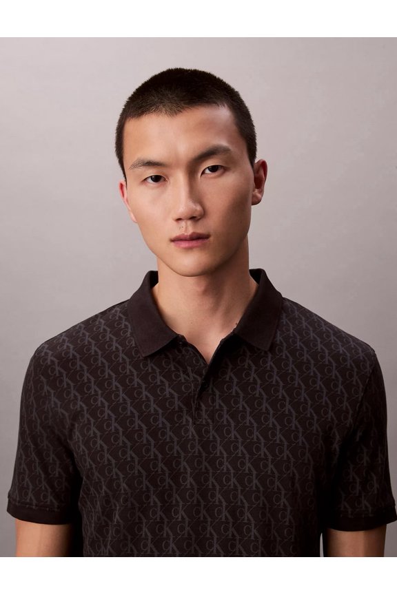 Liquid Touch Monogram Print Polo Shirt XXL