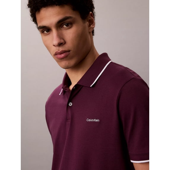 Calvin Klein Liquid Touch Tipped Polo Shirt - Mens - XXL - Plum