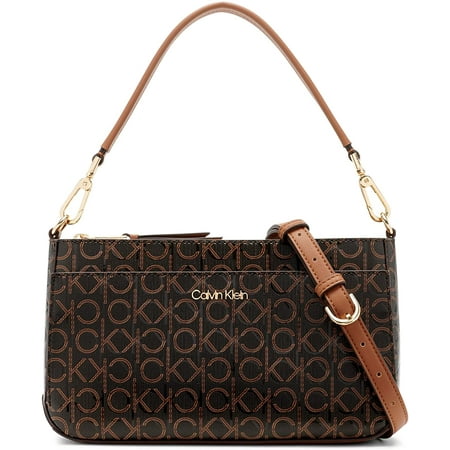 Calvin Klein Lucy Triple Compartment Shoulder Bag One Size Brown/Khaki/Caramel Embossed
