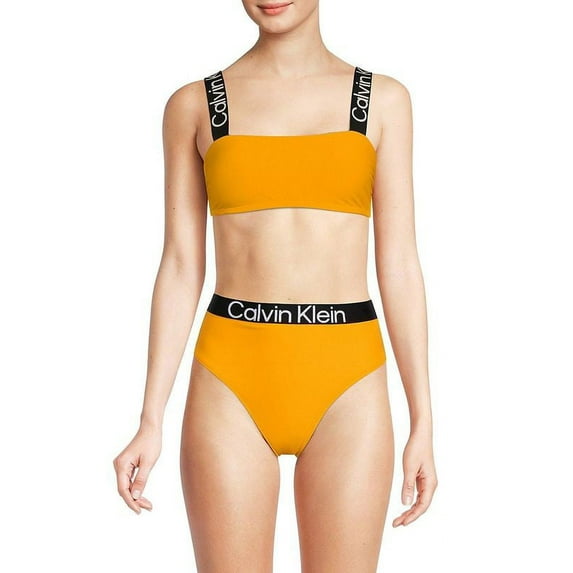 Calvin Klein MANGO Logo-Straps Bikini Bra Swim Top, US Large