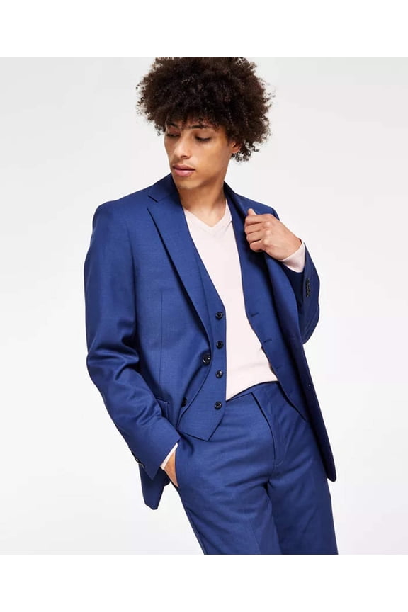 Mens Slim fit Suit Jacket Blazer 40 S Postal Blue Solid Stretch