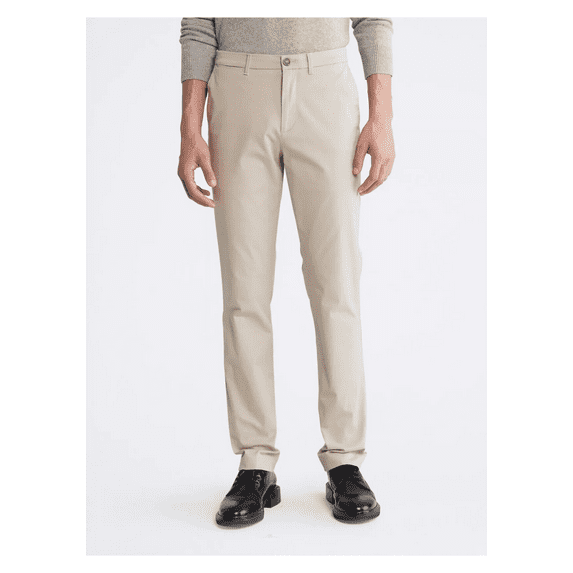 Calvin Klein Men' Casual Stretch Chino Straight Slim Fit Pant Sueded Taupe 29x32