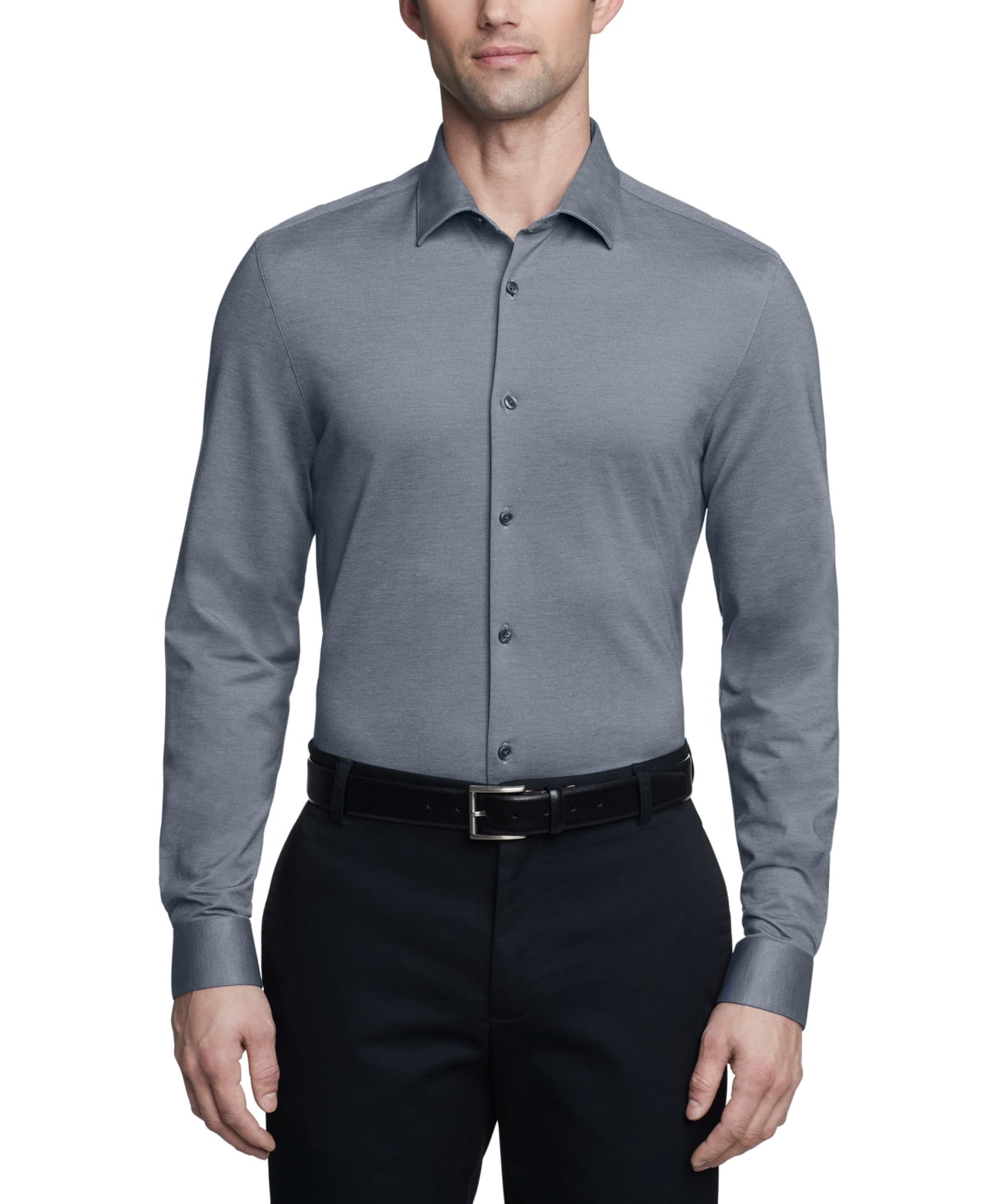 Men Extra-Slim fit Dress Shirt XS Long Sleeve Grey Solid