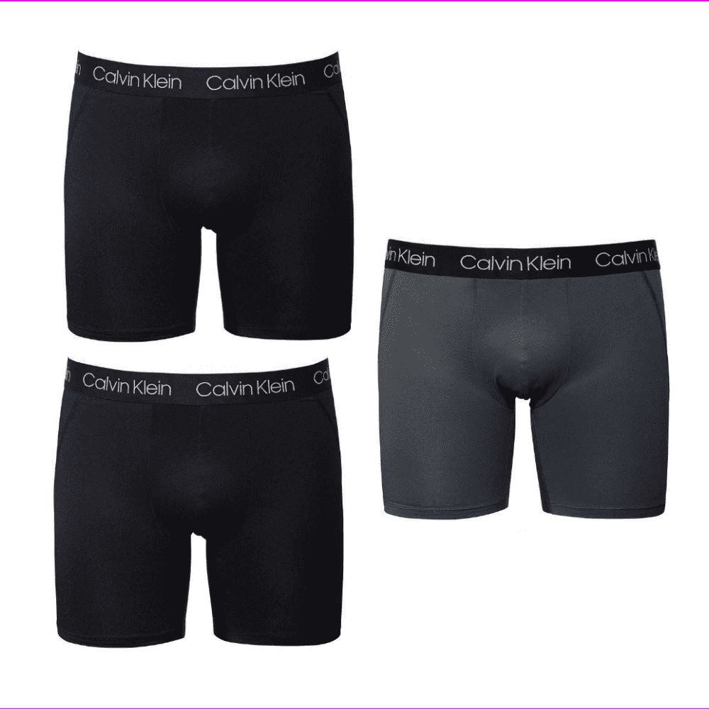 Calvin Klein Men Max Mesh Boxer Briefs Moisture wicking logo waistband  underwear L/Black/ Grey