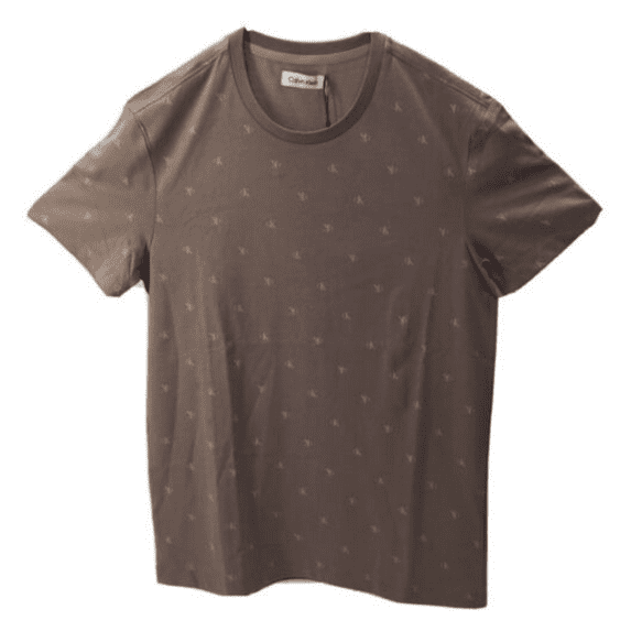 Calvin Klein Men Regular Fit CK Print Allover Cotton T-Shirt, Silver Pink, 2XL