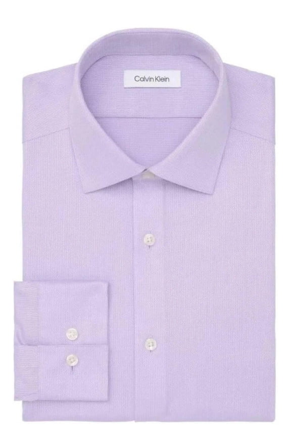 Mens SteelPlus Reg Fit Modern Pin Cord Dress Shirt Lilac-16.5 32/33