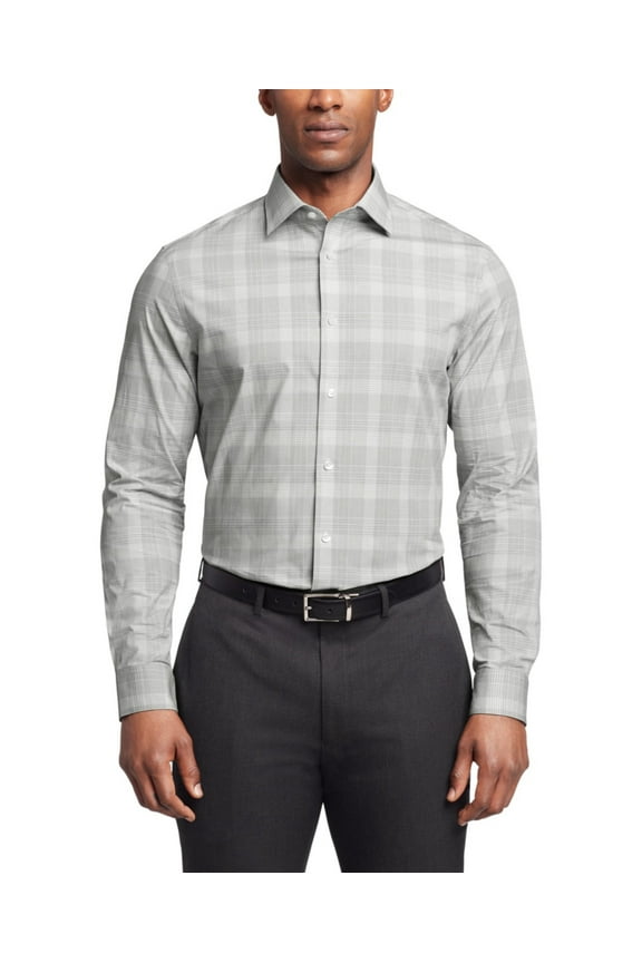 Plaid Regular Fit Steel Stretch Shirt, Olive Multi,L16 32-33