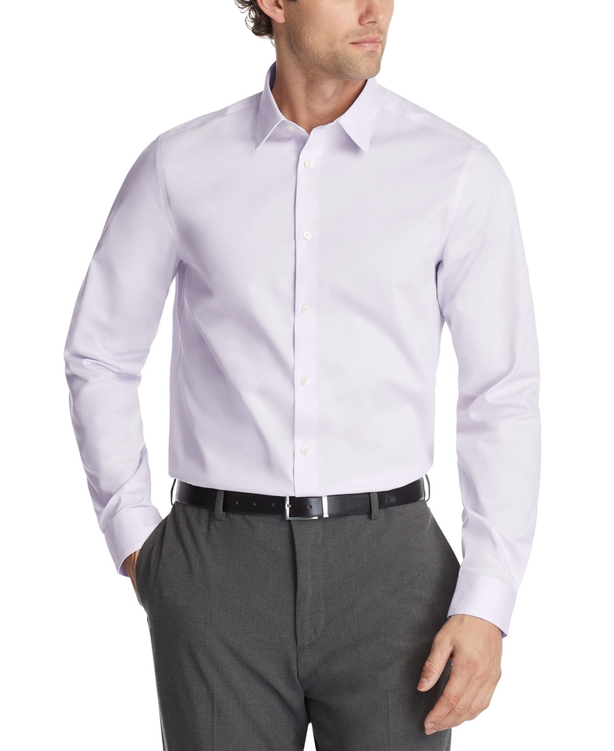 Calvin Klein Men Regular fit Button-Up Shirt XL 17.5 in 34-35 Purple Solid