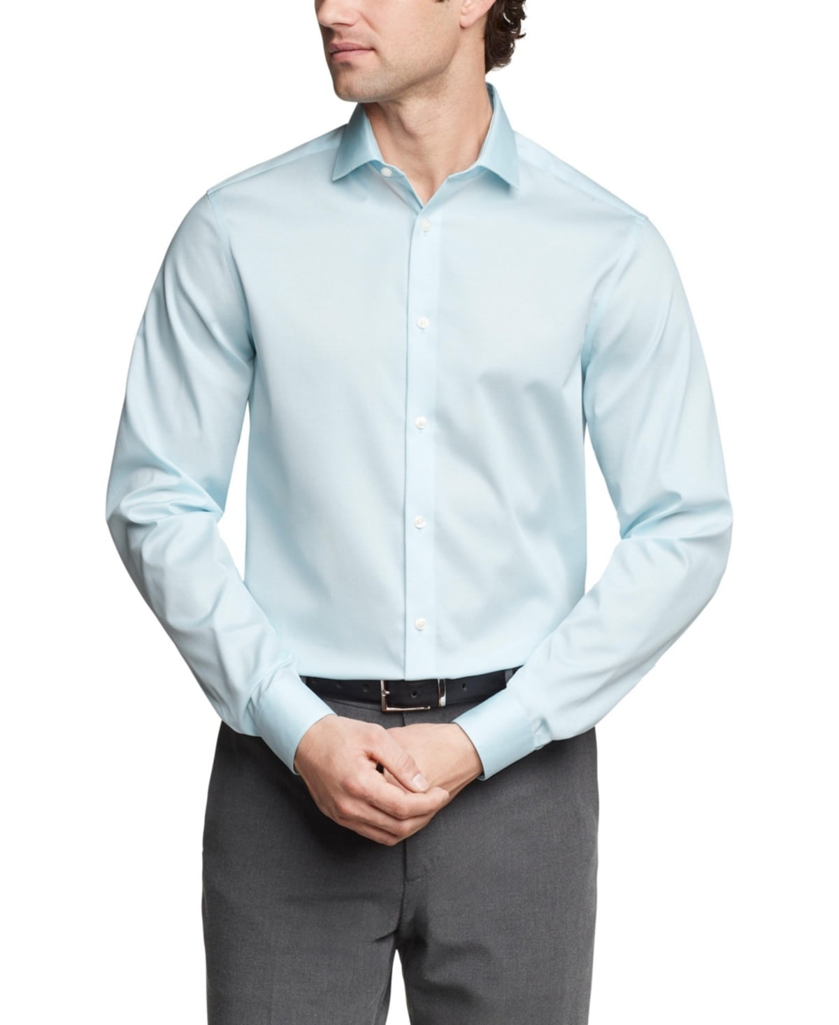 Calvin Klein Men Regular fit Dress Shirt XL 17 in 32-33 Green Solid