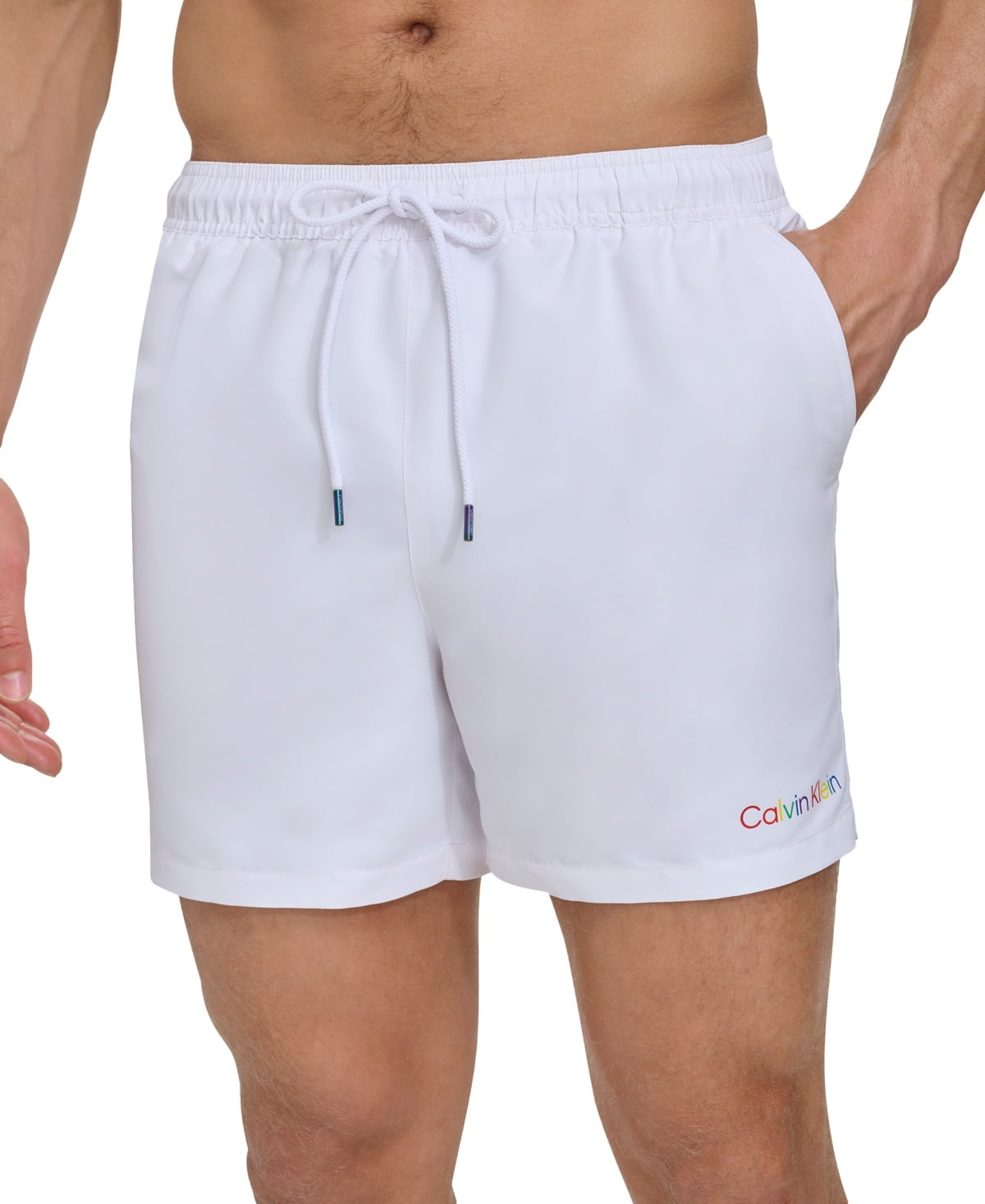 Calvin Klein Men Regular fit Swim Trunks Swimwear XL White Solid