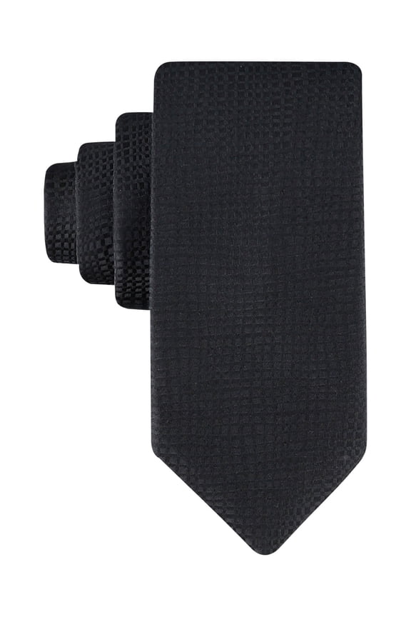 Mens Regular fit Tie Necktie One Size Black Distorted Grid
