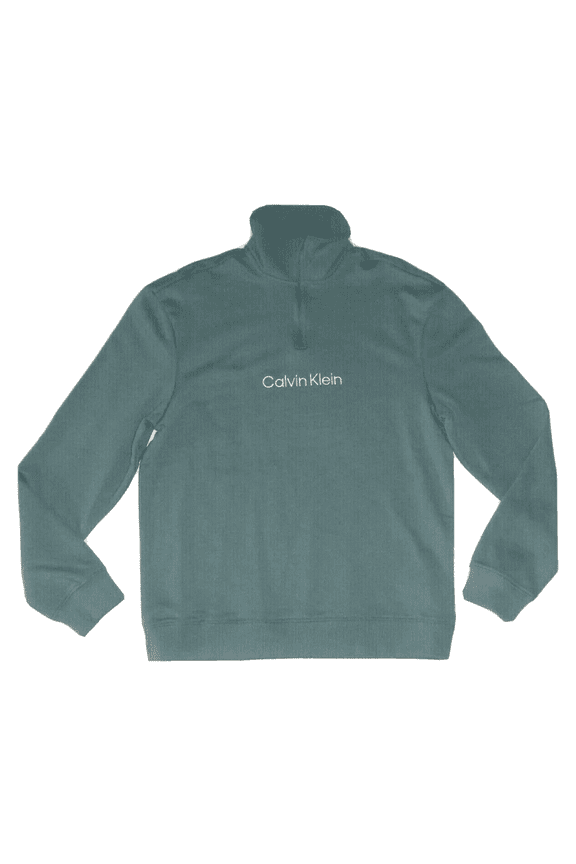 Men Relaxed Fit French Terry 1/4-Zip Logo Sweatshirt, Stormy Sea,Lg