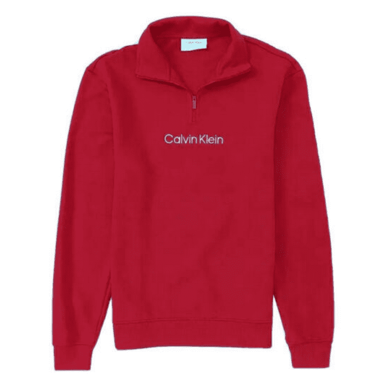 Calvin Klein Men Relaxed French Terry 1 4 Zip Logo Sweatshirt Chili Pepper M Walmart