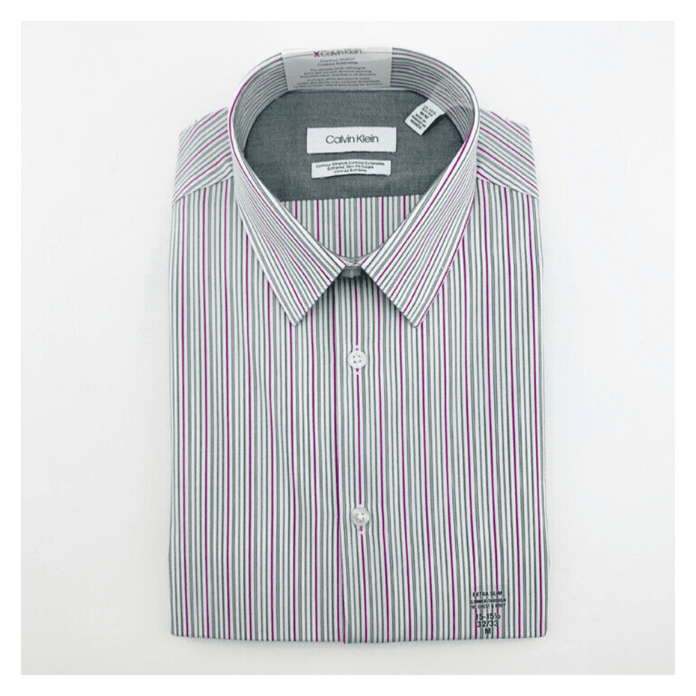 Calvin Klein Men Slim Fit Berry Stripe Non-Iron Dress Shirt Calvin Klein Men Slim Fit Berry Stripe Non-Iron Dress Shirt