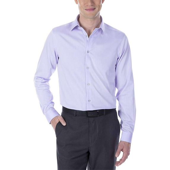 Calvin Klein Men Slim Fit Non-Iron Herringbone Point Collar Dress Shirt