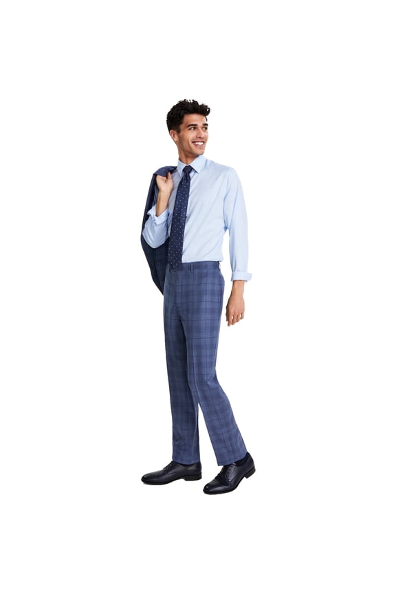 Mens Slim Fit Dress Pants Slacks, Blue, 33W x 32L
