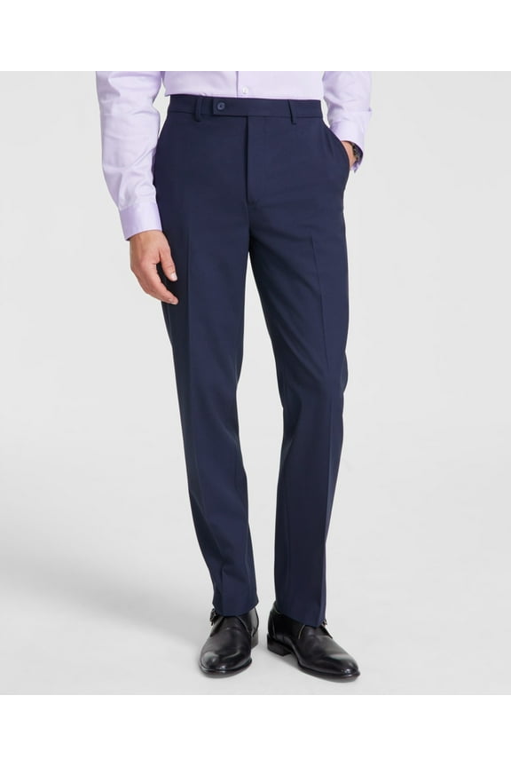 Mens Slim fit Dress Pants 34 / 34 Navy Blue Solid Stretch