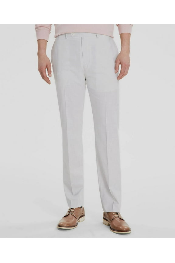 Mens Stretch Waistband Dress Pants Slacks, Grey, 36W x 34L