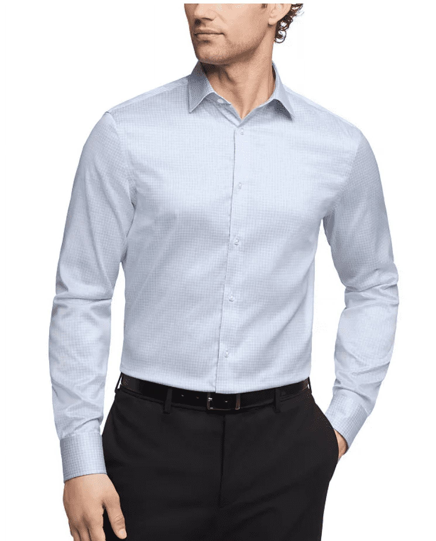 Calvin Klein Men Slim fit Dress Shirt Medium 15.5 in 32-33 Light Blue Plaid