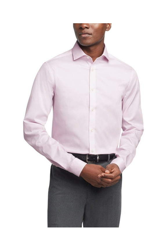 Dress Shirt Mens 15 32/33 Pink Lavender Steel Plus Slim Fit PinCord