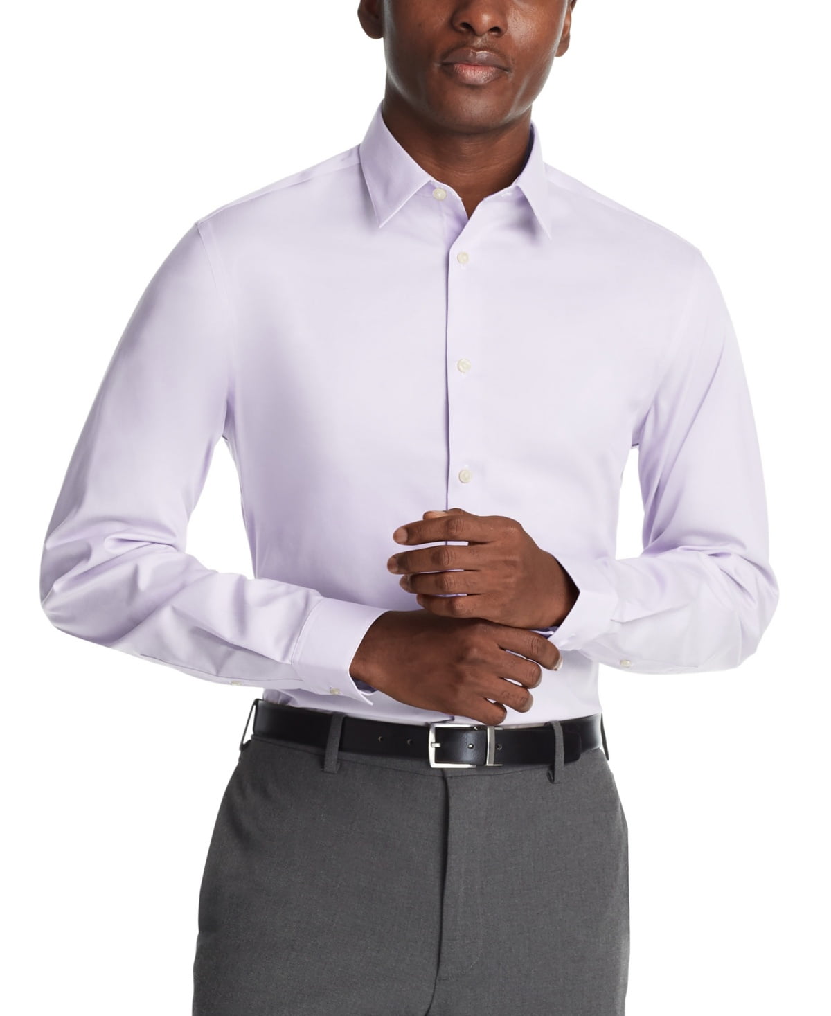 Calvin Klein Men Slim fit Dress Shirt Shirt XL 17.5 in 34-35 Purple Solid