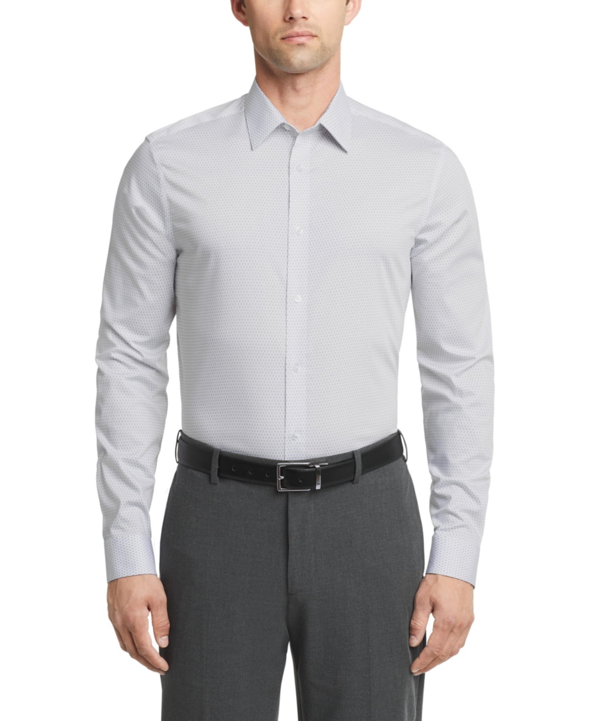 Calvin Klein Mens Slim fit Dress Shirt XL 17.5 in 32-33 Light Grey