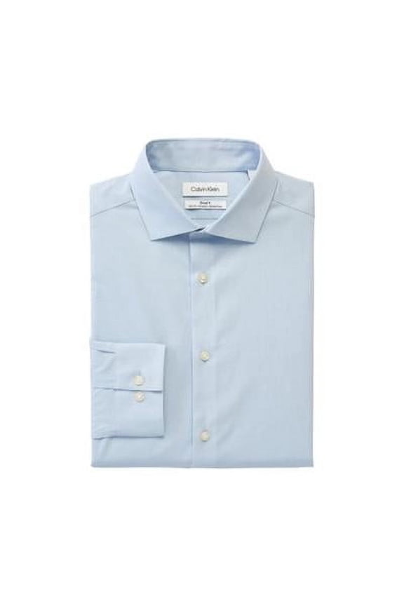 Men Slim fit Dress Shirt XL 17.5 in 34-35 Blue Solid