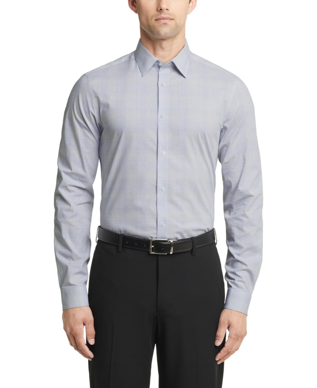 Calvin Klein Men Slim fit Dress Shirt XL 17 in 36-37 White Check