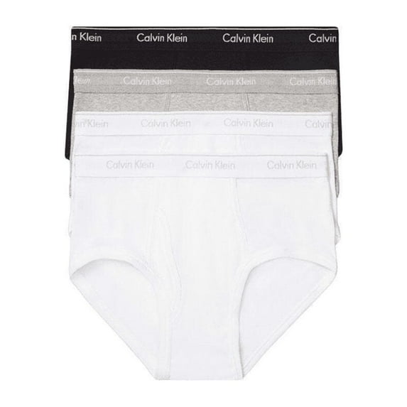 Calvin Klein Men Underwear Classics 4-Pack Cotton Briefs, Black/White/Gray, 2XL