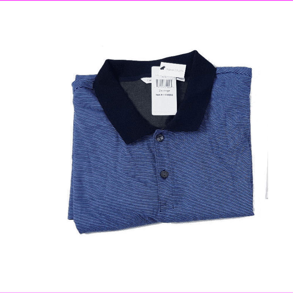 calvin klein men's short sleeve Liquid Touch Striped Polo shirt L/Majolica  Blue 