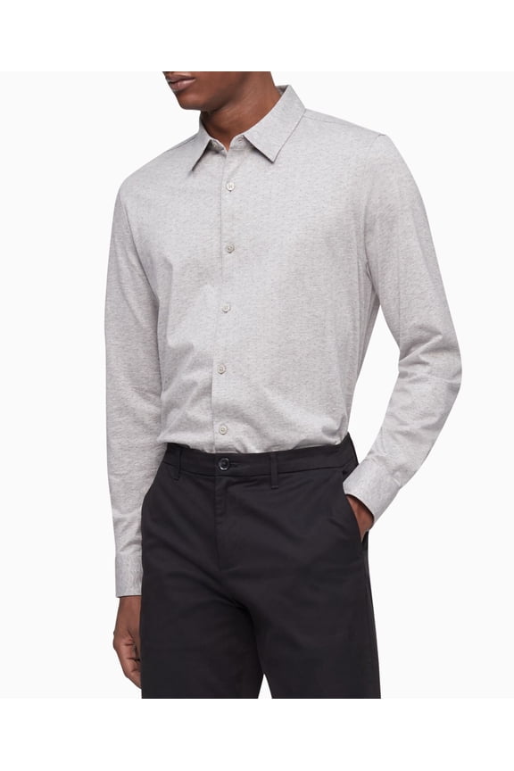 Mens 100% Soft Cotton Long Sleeve Shirt, Grey Heather, X-Large