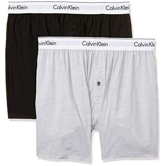 Calvin Klein Men's 2 Pack Logo Slim Fit Woven Boxers, Multicoloured, M