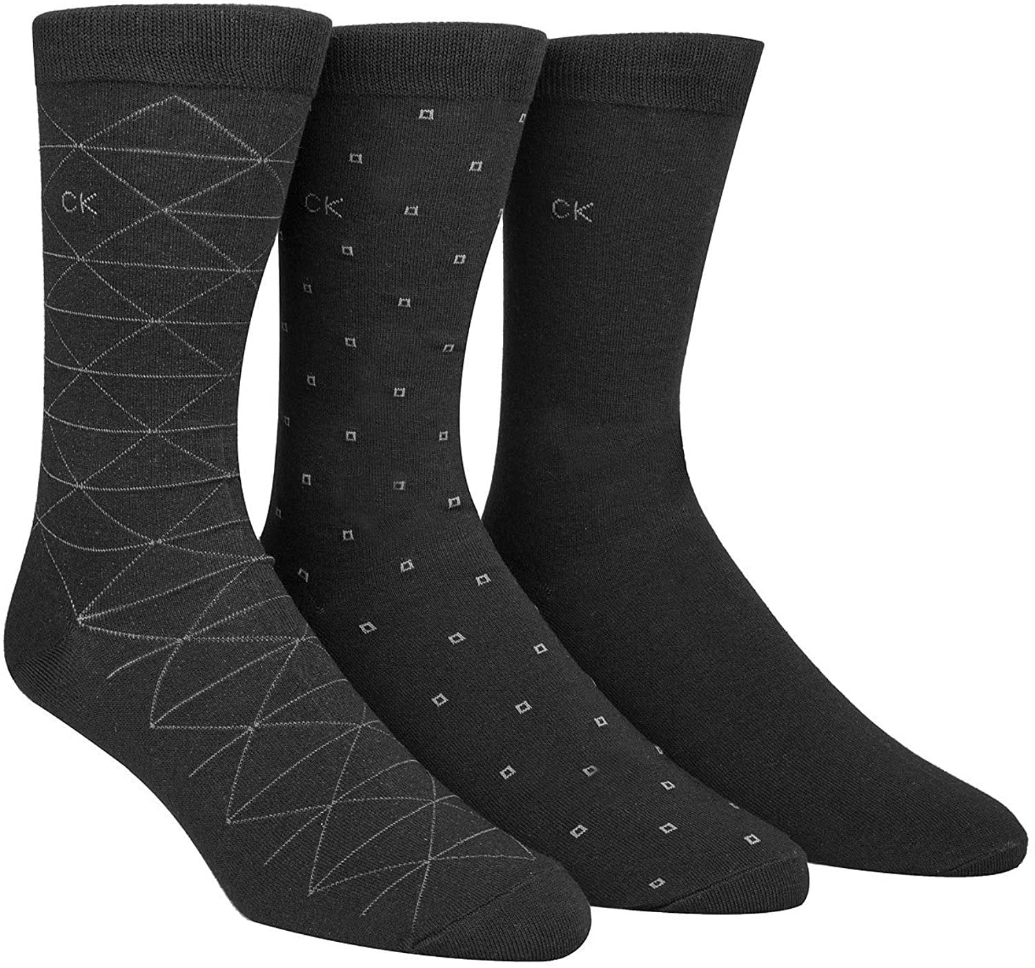 Calvin Klein Men s 3 Pack Fashion Geometric Socks Black Shoe Size 7 12 Walmart