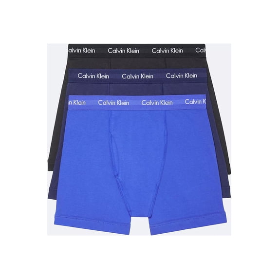 Calvin Klein Men's 3 Pack Stretch Cotton Boxer Briefs Blue Size Medium