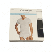 Calvin Klein Mens 3 Pack V-Neck T-Shirts White Navy Grey S Classic Fit Cotton