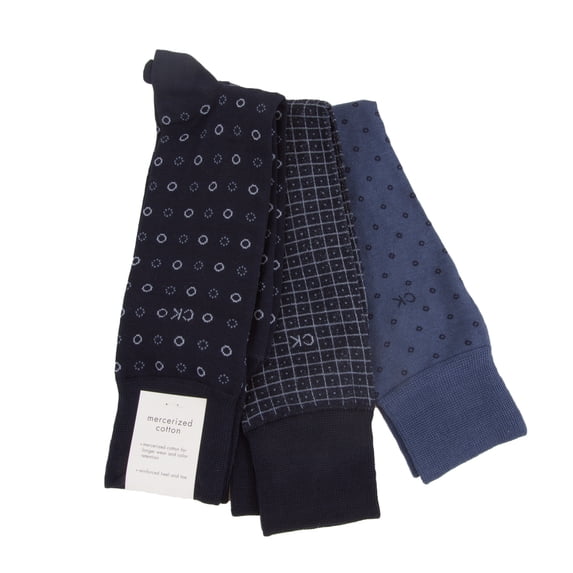 Calvin Klein Men's 3 Pair Mercerized Cotton Socks, Assorted, 7-12
