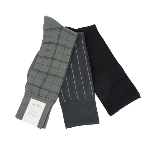 Calvin Klein Men's 3 Pair Microfiber Crew Socks, Assorted, 7-12
