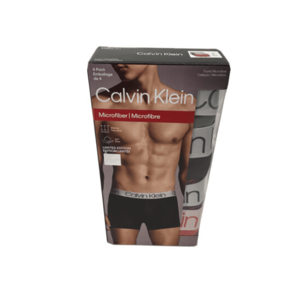 Calvin Klein Men's 4-Pack Microfiber Trunk, Multicolor, Md 