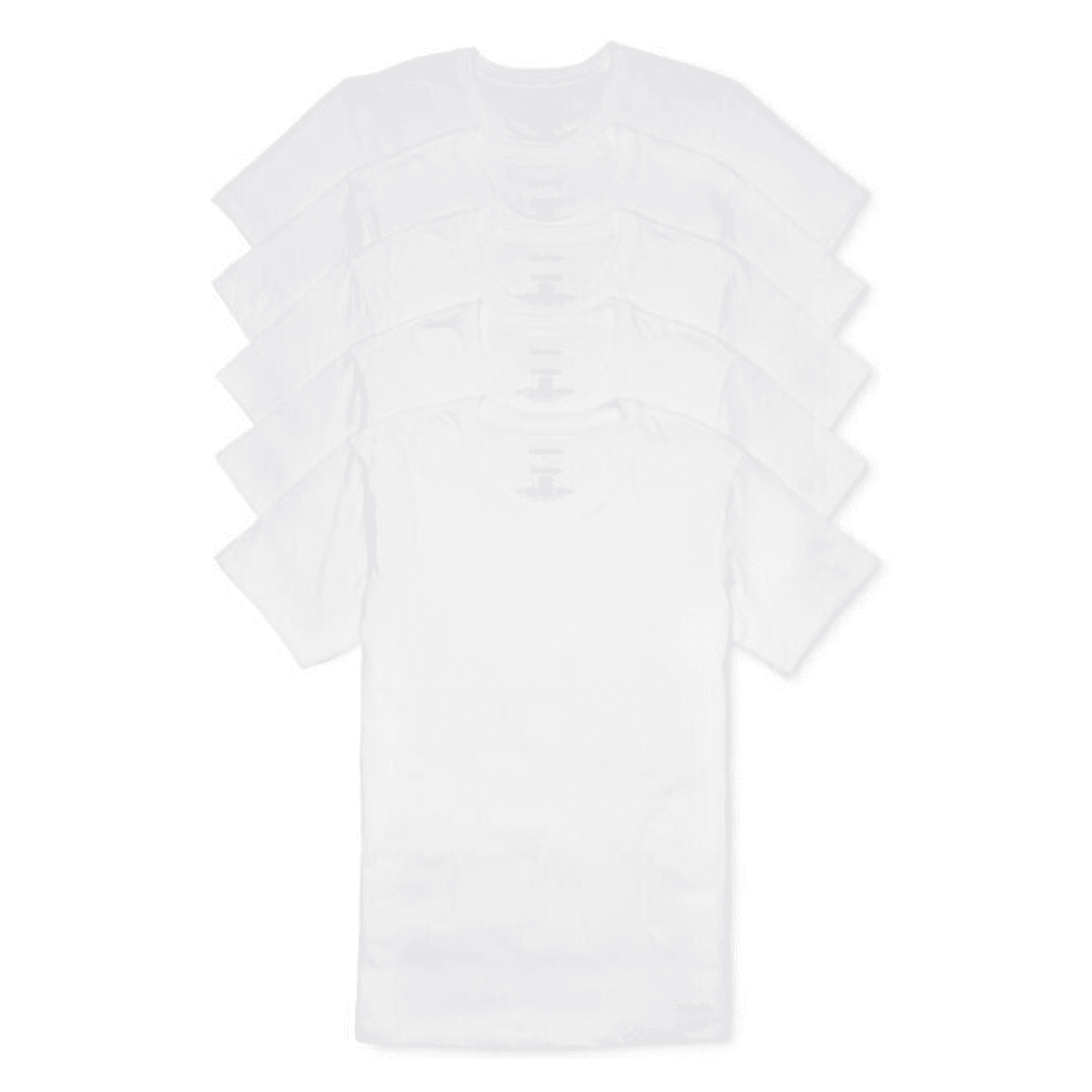 Calvin Klein Men's 5-Pack Crew Neck Cotton Tshirt, White, Small