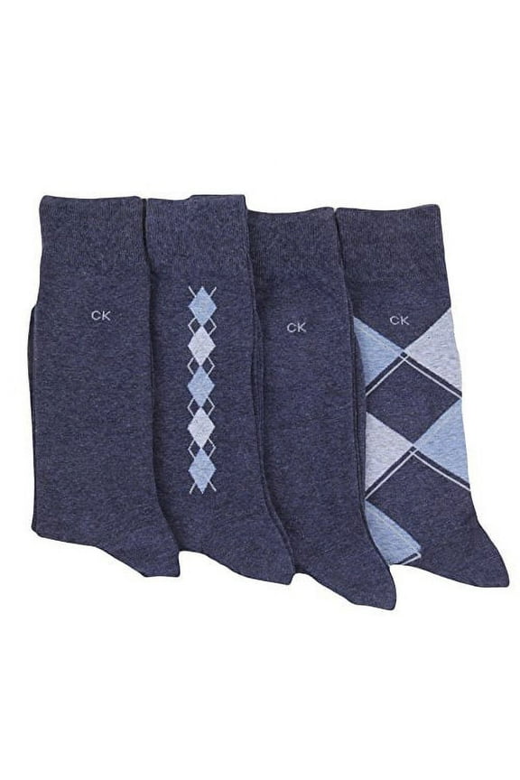 Men's Argyle Crew Socks- 4 Pack (Shoe: 7-12, Denim Heather)
