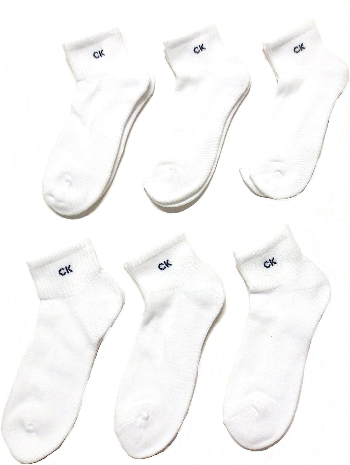 Calvin Klein Men's Athletic Ankle Socks, Shoe Size 7-12 (6-pack) white