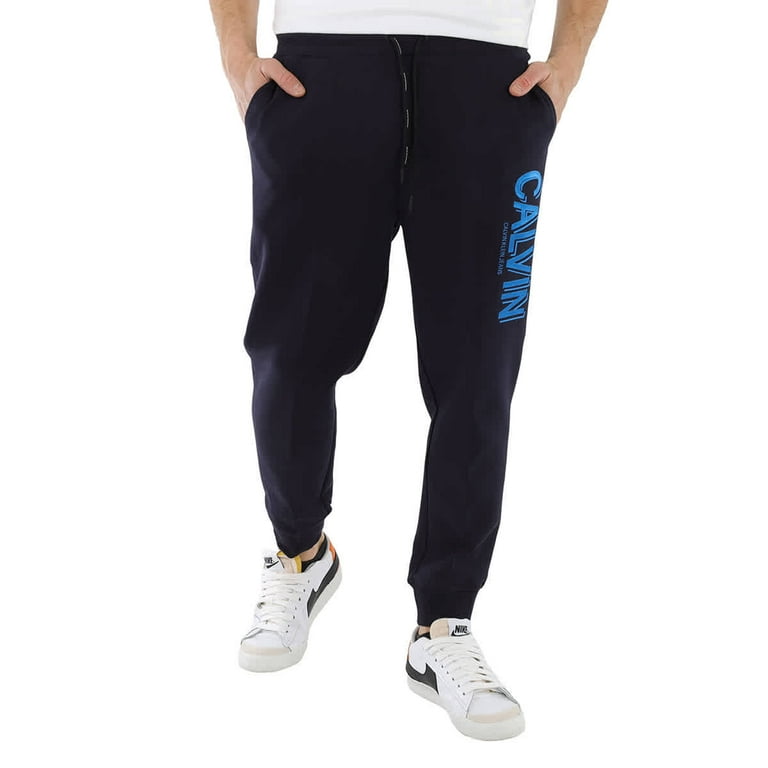 Calvin Klein Men s Blue Cotton blend Logo Sweat Pants Size Medium Walmart