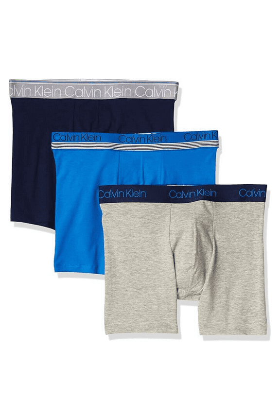 Men's Boxer Brief 3 Pack, New Navy, Grey Heather, Deep Sky Blue, L