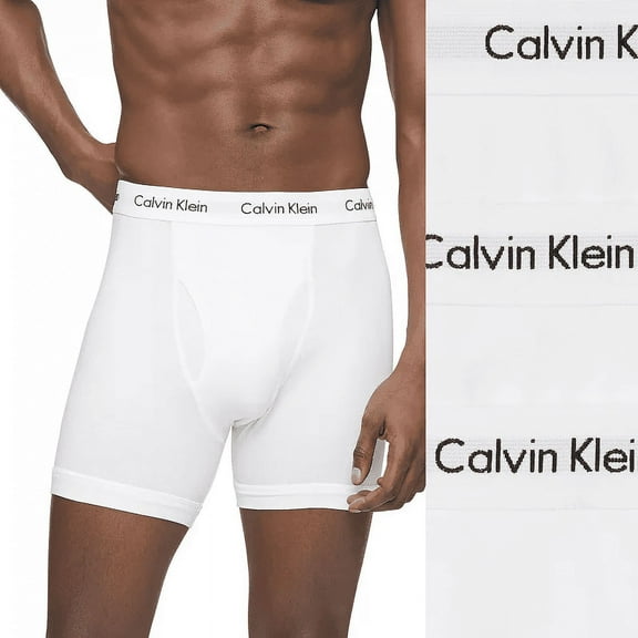 Calvin Klein Men's Boxers 3 Pack Cotton Tagless Stretch Boxer Brief NB2616, White, M