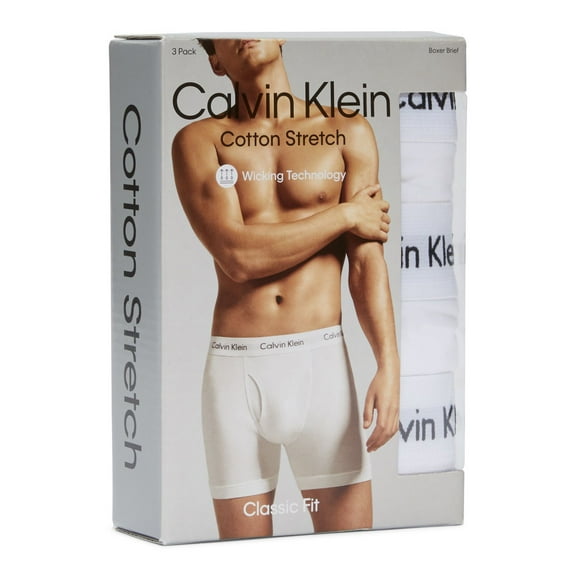 Calvin Klein Men's Boxers 3 Pack Cotton Tagless Stretch Boxer Brief NB2616, White, S