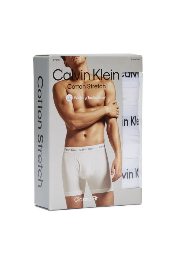 Men's Boxers 3 Pack Cotton Tagless Stretch Boxer Brief NB2616, White, S