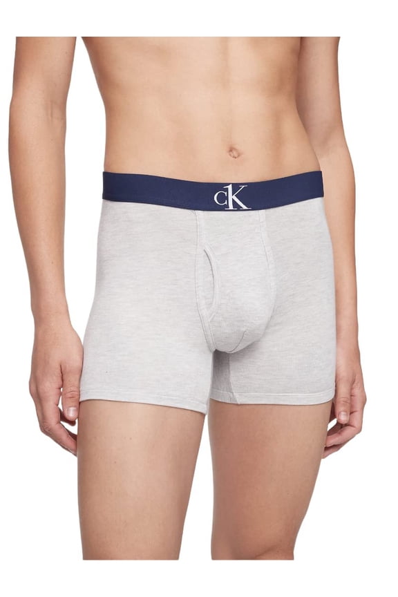 Men's CK ONE Microfiber Boxer Brief Gray with navy band, S
