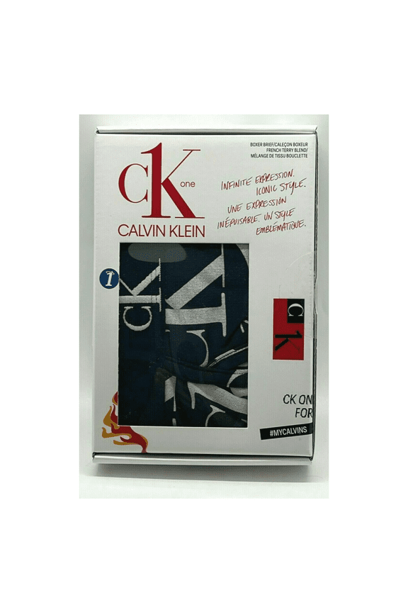 Men's CK ONE Microfiber Boxer Brief Navy with white logos, S